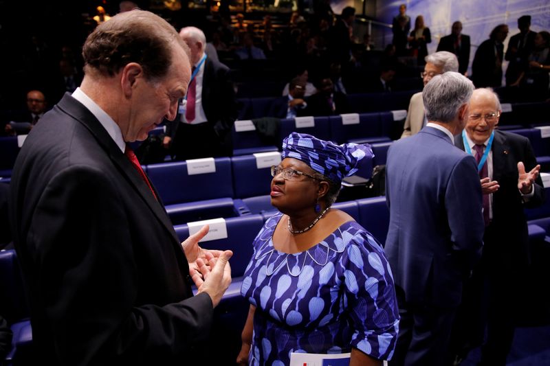 &copy; Reuters. FILE PHOTO: World Bank President David Malpass talks to Ngozi Okonjo-Iweala, former Finance Minister of Nigeria, during a conference entitled &quot;Bretton Woods: 75 years later&quot; in Paris