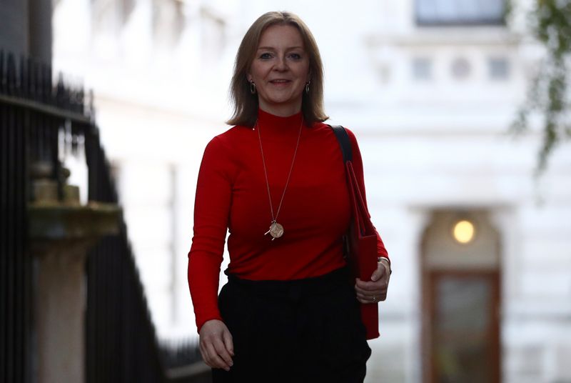 &copy; Reuters. Britain&apos;s Secretary of State for International Trade Elizabeth Truss is seen outside Downing Street in London