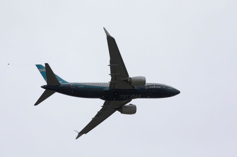 &copy; Reuters. A Boeing 737 MAX airplane takes off on a test flight from Boeing Field in Seattle