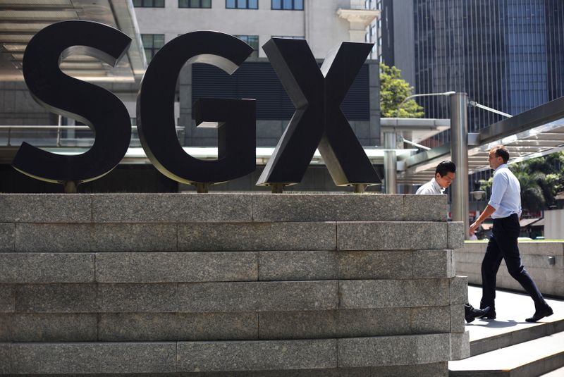 &copy; Reuters. An SGX sign is pictured at Singapore Stock Exchange