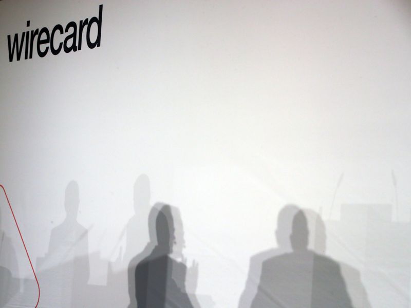 &copy; Reuters. Il logo di Wirecard durante la conferenza stampa annuale dell&apos;azienda ad Aschheim, vicino Monaco