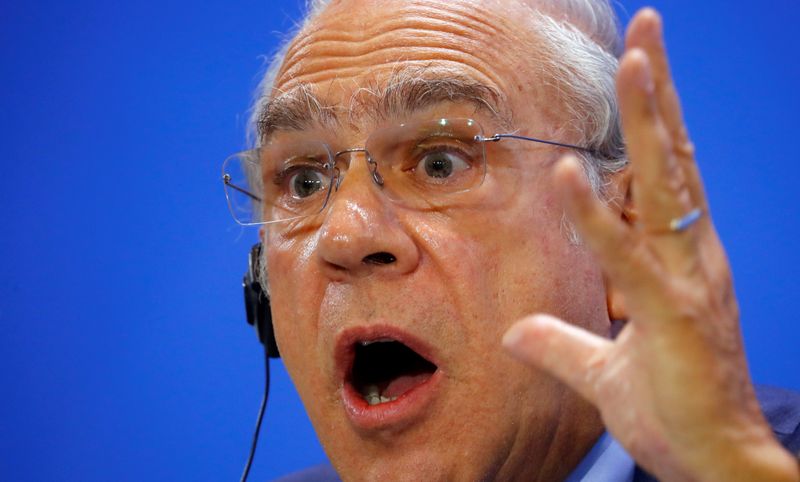 &copy; Reuters. FILE PHOTO: OECD&apos;s Secretary General Gurria attends news conference at Chancellery in Berlin