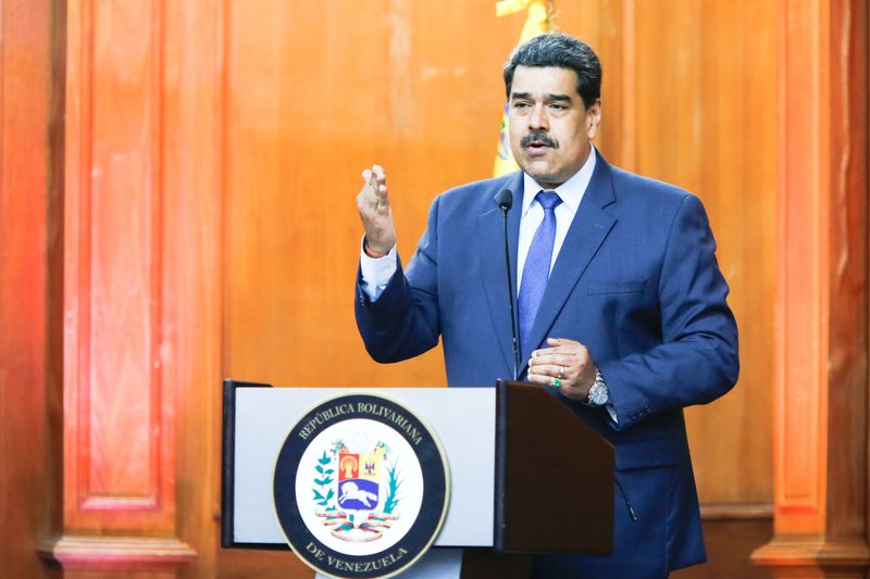 &copy; Reuters. Venezuela&apos;s President Nicolas Maduro speaks during the Venezuela&apos;s national award of journalism ceremony in Caracas