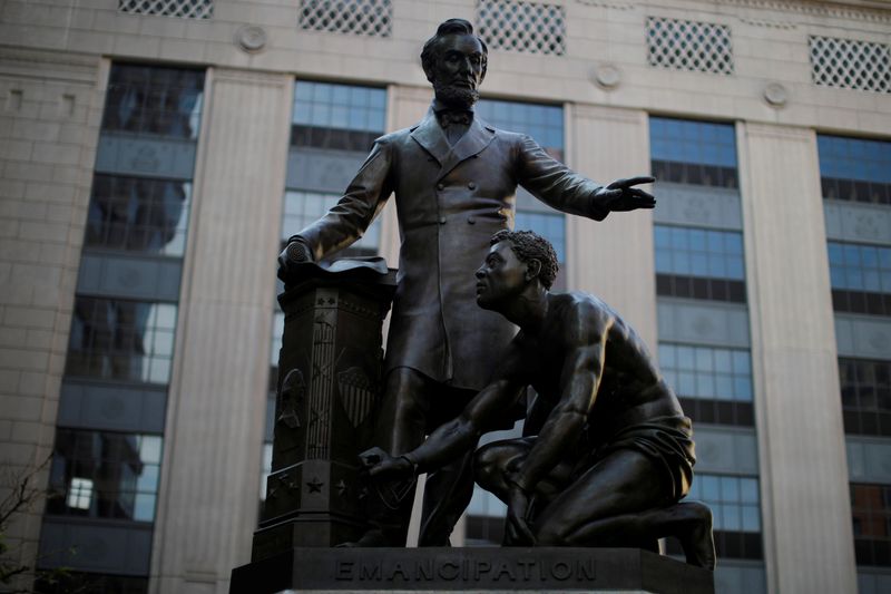 &copy; Reuters. FILE PHOTO: Emancipation Memorial stands in Boston