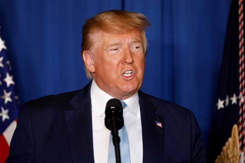 &copy; Reuters. FILE PHOTO: U.S. President Donald Trump delivers remarks following the U.S. Military airstrike against Iranian General Qassem Soleimani in Baghdad, Iraq, in West Palm Beach, Florida