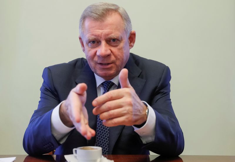 &copy; Reuters. FILE PHOTO: Ukraine&apos;s Central Bank Governor Smoliy speaks during an interview with Reuters in Kiev