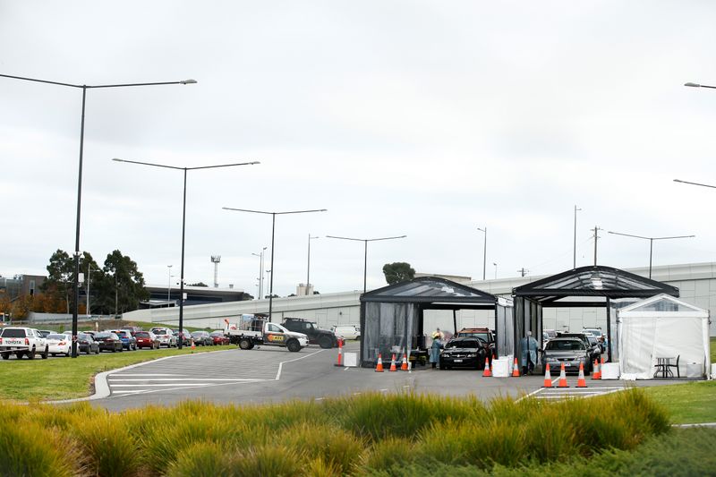 &copy; Reuters. Postos para realização de testes de Covid-19 em Melbourne