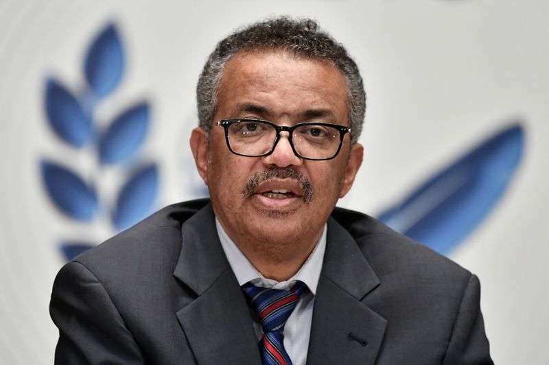 &copy; Reuters. World Health Organization Director-General Tedros Adhanom Ghebreyesus attend a news conference in Geneva