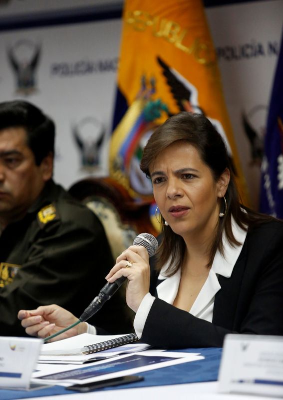 &copy; Reuters. Ministra do Interior do Equador, Maria Paula Romo