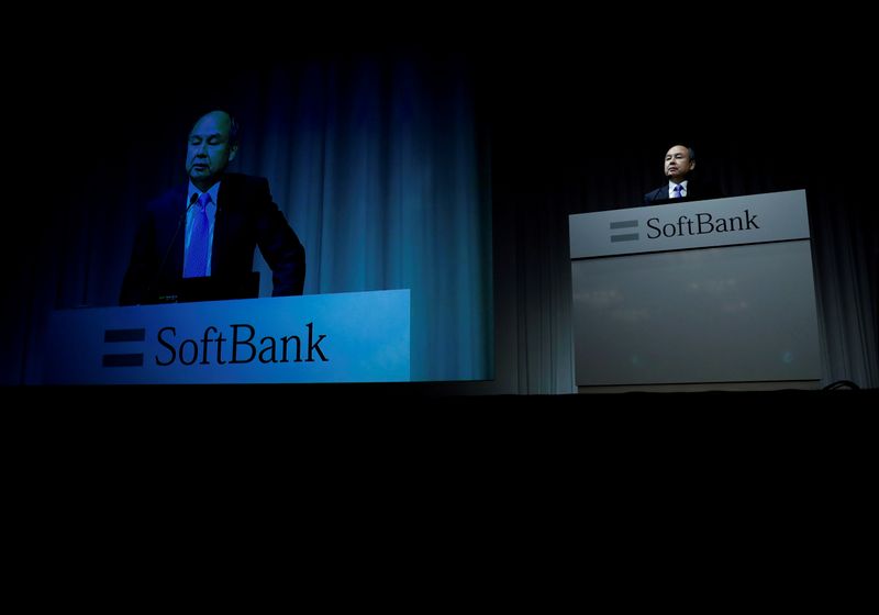 &copy; Reuters. FILE PHOTO: Japan&apos;s SoftBank Group Corp Chief Executive Masayoshi Son attends a news conference in Tokyo