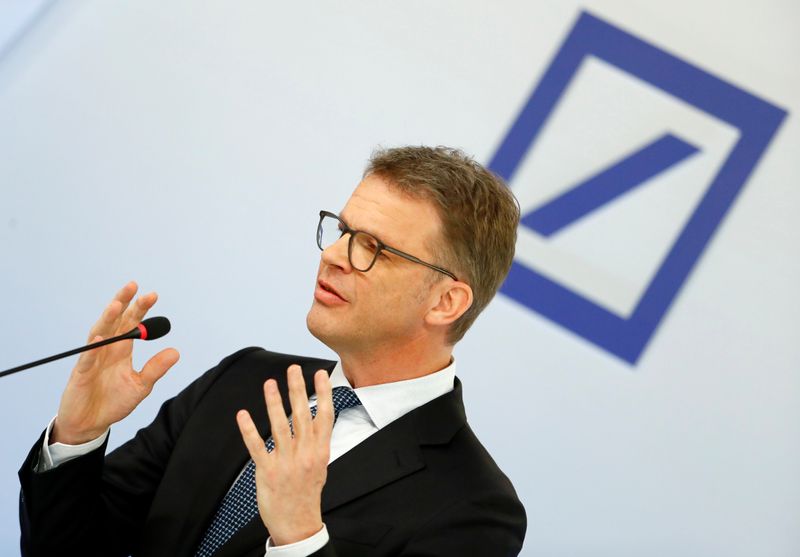 &copy; Reuters. Christian Sewing, CEO of Deutsche Bank AG, addresses the media during the bank&apos;s annual news conference in Frankfurt