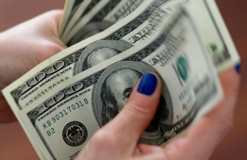 &copy; Reuters. FILE PHOTO: A woman counts U.S. dollar bills at her home in Buenos Aires