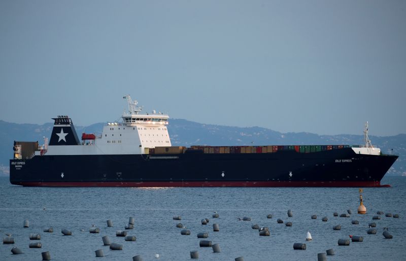 &copy; Reuters. FILE PHOTO: A cargo ship is seen anchored in Italy