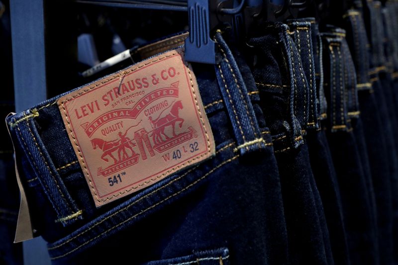 &copy; Reuters. FILE PHOTO: The Levi&apos;s tag is seen on pants hanging in a Levi Strauss store in New York