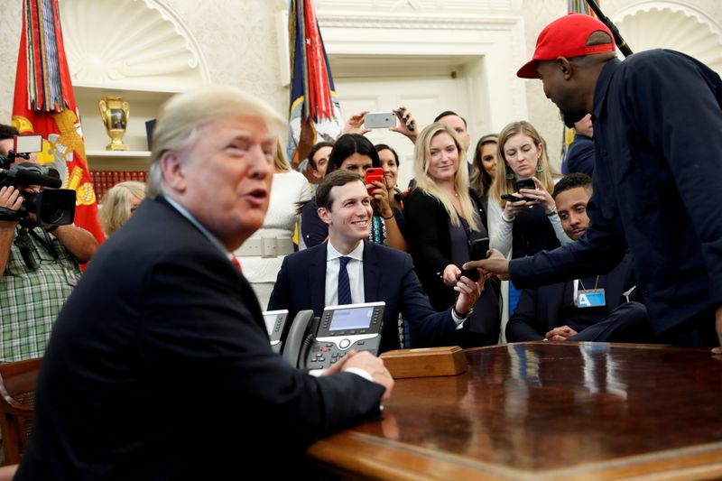 &copy; Reuters. FILE PHOTO: Rapper Kanye West meets with U.S. President Trump at the White House in Washington