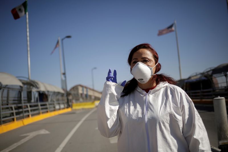 &copy; Reuters. Susana Prieto, a lawyer and labor activist, gestures during an interview with Reuters at the Paso del Norte international border crossing bridge in Ciudad Juarez