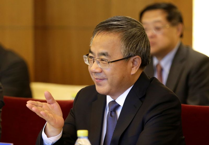 &copy; Reuters. Chinese Vice Premier Hu Chunhua attends a meeting with Britain&apos;s Chancellor of the Exchequer Philip Hammond in Beijing