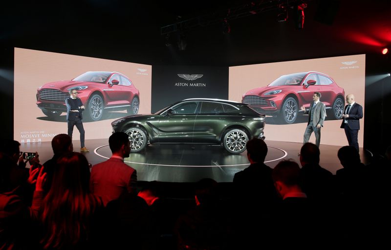 &copy; Reuters. Aston Martin DBX, the company&apos;s first sport utility vehicle, is displayed at its global launch ceremony in Beijing