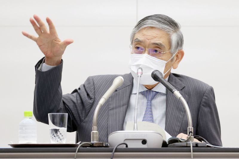 &copy; Reuters. Bank of Japan Governor Haruhiko Kuroda speaks during a news conference, in Tokyo