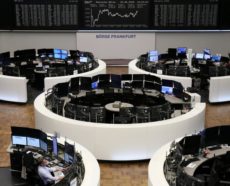 © Reuters. The German share price index DAX graph is pictured at the stock exchange in Frankfurt