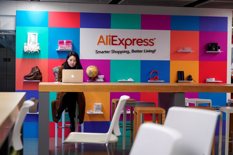 &copy; Reuters. The logo of AliExpress is seen at Alibaba Expansion office at the Alibaba company&apos;s headquarters in Hangzhou