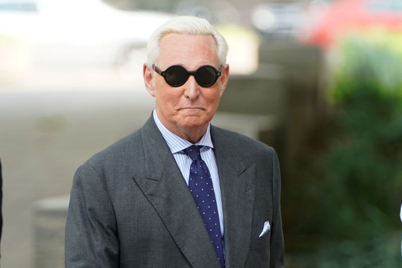 &copy; Reuters. FILE PHOTO: Roger Stone arrives for status hearing at U.S. District Court in Washington