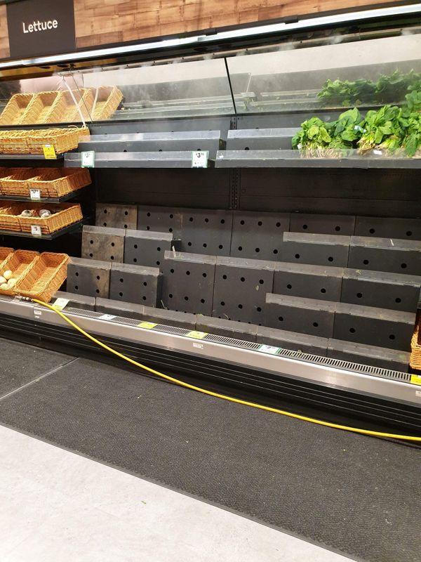 © Reuters. Near empty shelves are seen at a supermarket in Melbourne