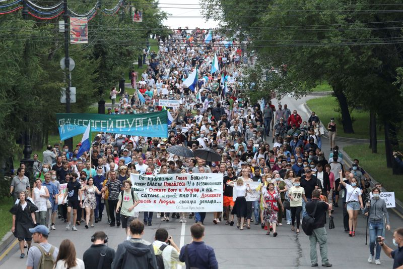 &copy; Reuters. ロシア極東の反政権デモ、異例の4週目