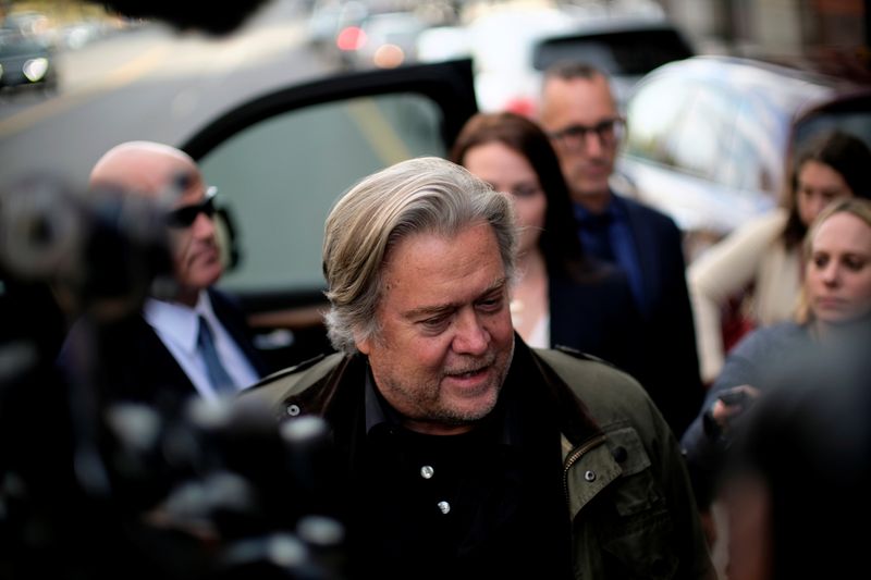 &copy; Reuters. Former White House chief strategist Steve Bannon departs after testifying in the criminal trial of Roger Stone, former campaign advisor to U.S. President Donald Trump, on charges of lying to Congress, obstructing justice and witness tampering at U.S. Dist