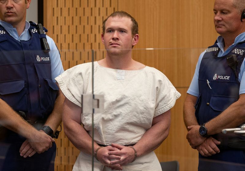 &copy; Reuters. FILE PHOTO: Brenton Tarrant, charged for murder in relation to the mosque attacks, is seen in the dock during his appearance in the Christchurch District Court, New Zealand