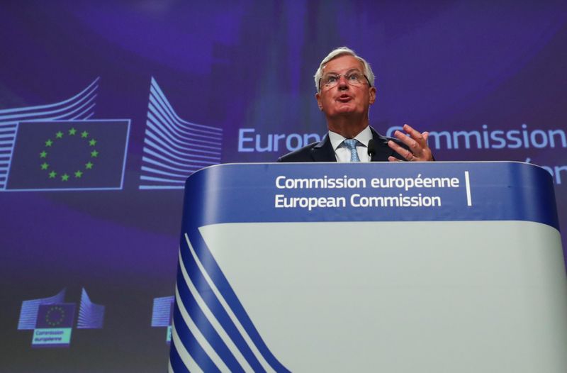 © Reuters. EU's Brexit negotiator Michel Barnier holds a news conference in Brussels