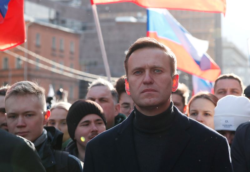 © Reuters. Líder opositor russo Alexei Navalny durante protesto em Moscou