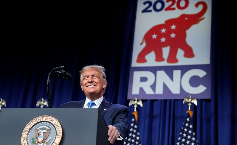 &copy; Reuters. Presidente dos EUA, Donald Trump, participa da Convenção Nacional Republicana em Charlotte, na Carolina do Norte