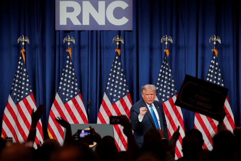 &copy; Reuters. Presidente dos EUA, Donald Trump, durante discurso na Convenção Nacional Republicana