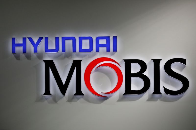 &copy; Reuters. The logo of Hyundai Mobis is seen during the 2019 Seoul Motor Show in Goyang