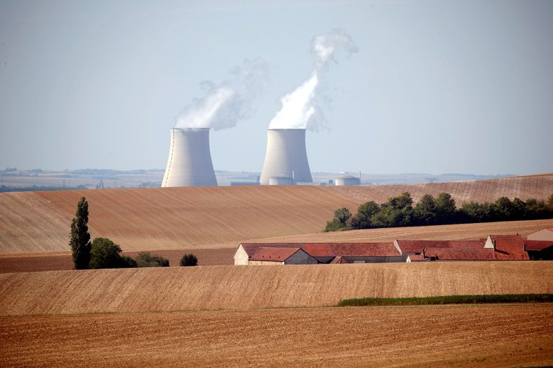 © Reuters. FILE PHOTO: Cooling towers of the Nogent-sur-Seine nuclear power plant