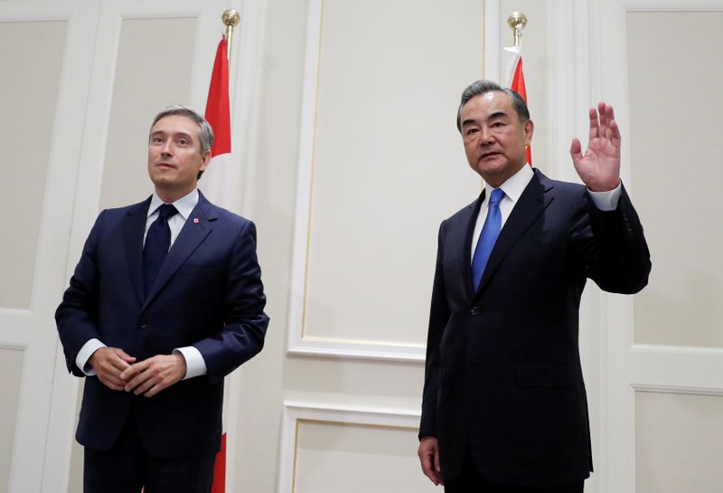 &copy; Reuters. China&apos;s State Councillor Wang Yi meets Canada&apos;s FM Francois-Philippe Champagne in Rome