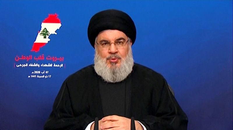 &copy; Reuters. Hezbollah leader Nasrallah gives speech after Beirut blast