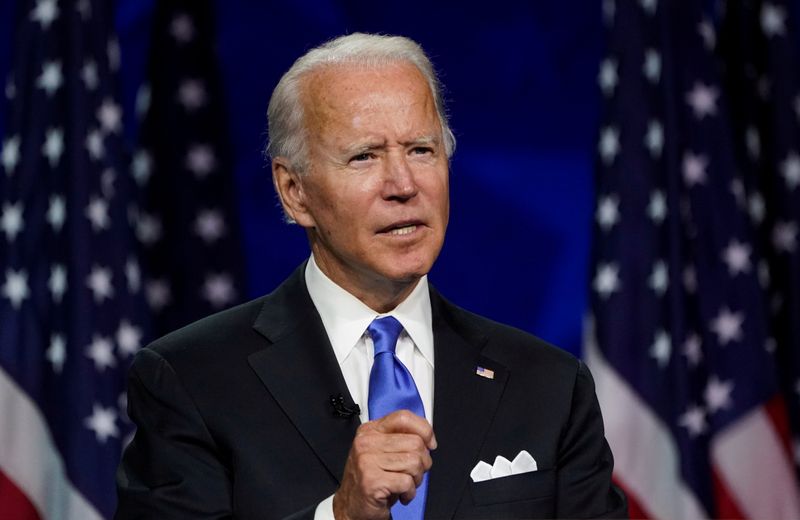 &copy; Reuters. FILE PHOTO: Former U.S. Vice President Joe Biden accepts the 2020 Democratic presidential nomination