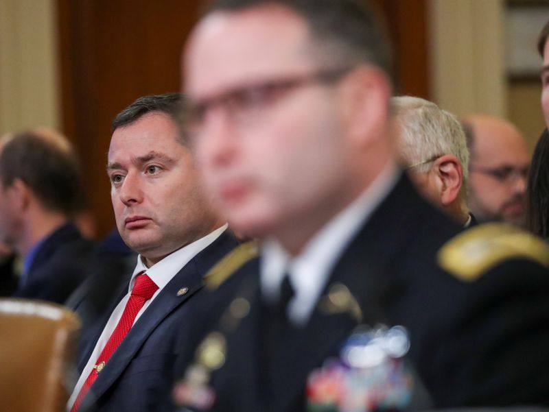 &copy; Reuters. Lt Colonel Vindman testifies at House Intelligence Committee hearing on Trump impeachment inquiry on Capitol Hill in Washington