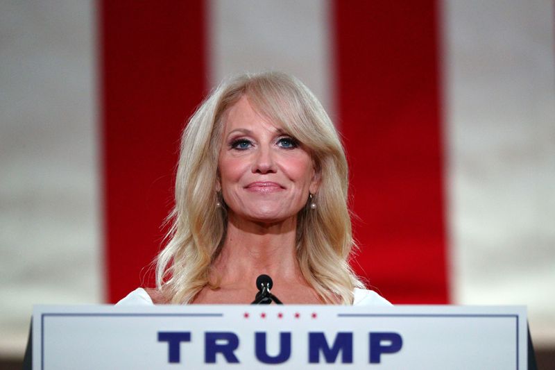 © Reuters. White House counselor Kellyanne Conway delivers a pre-recorded address to the largely virtual 2020 Republican National Convention from the Mellon Auditorium in Washington