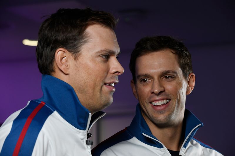 &copy; Reuters. USA&apos;s Bob Bryan and Mike Bryan during a press conference
