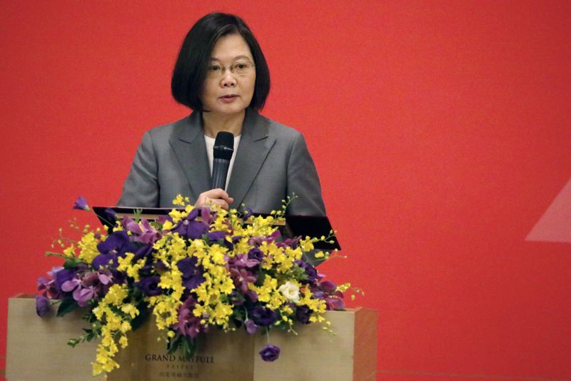 &copy; Reuters. Taiwan&apos;s President Tsai Ing-wen speaks at The Third Wednesday Club, a high-profile private industry trade body in Taipei