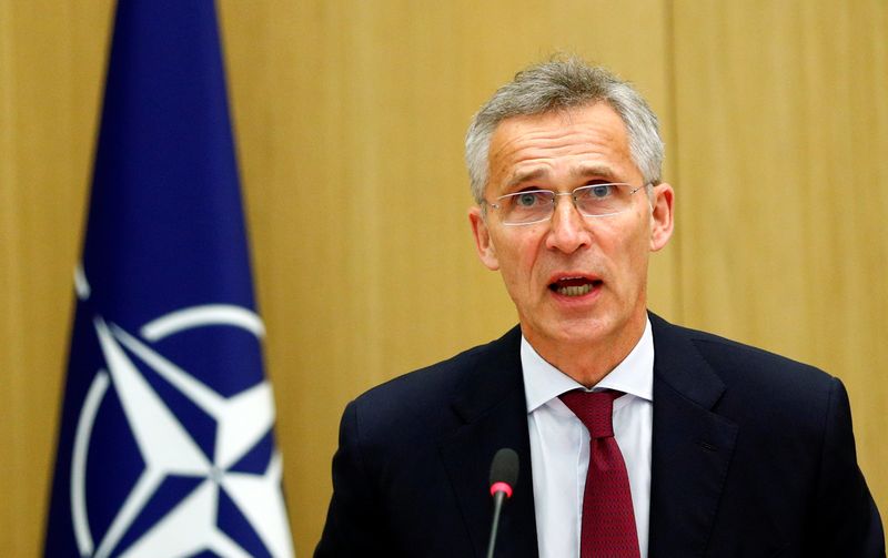 © Reuters. NATO defence ministers meeting via teleconference in Brussels