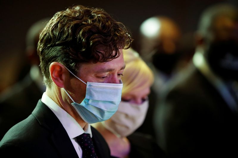 &copy; Reuters. Minneapolis Mayor Jacob Frey is pictured during a memorial service for George Floyd following his death in Minneapolis police custody, in Minneapolis, in Minneapolis