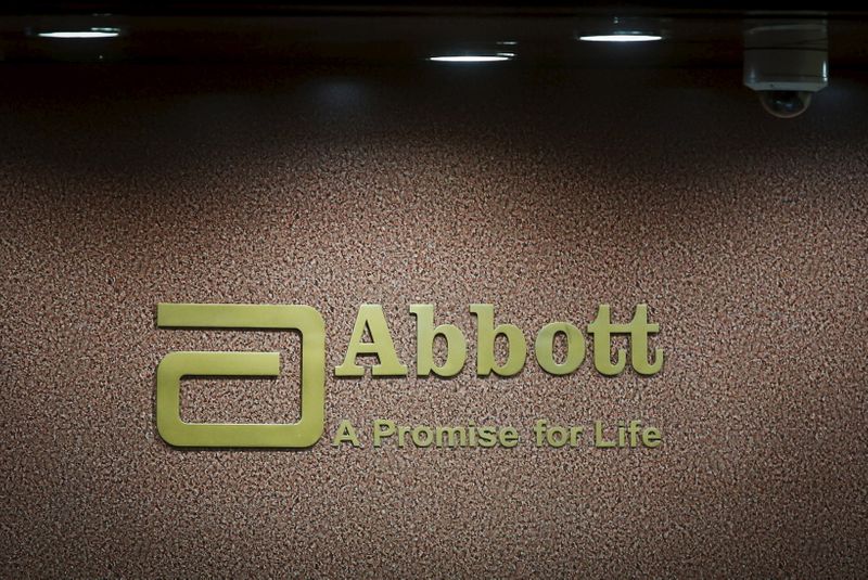 © Reuters. An Abbott company logo is pictured at the reception of its office in Mumbai