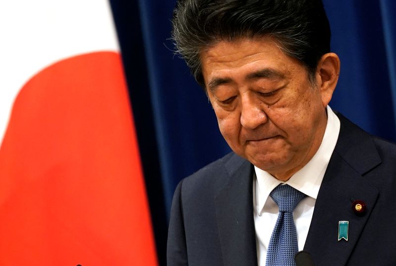 © Reuters. JAPON: LE PREMIER MINISTRE SHINZO ABE ANNONCE SA DÉMISSION POUR RAISON DE SANTÉ
