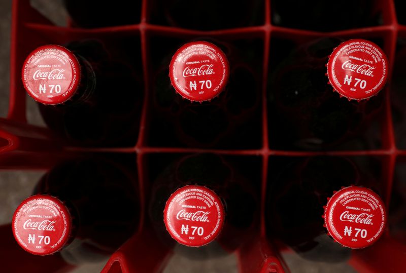 &copy; Reuters. FILE PHOTO: Coca-Cola bottles are pictured in Lagos