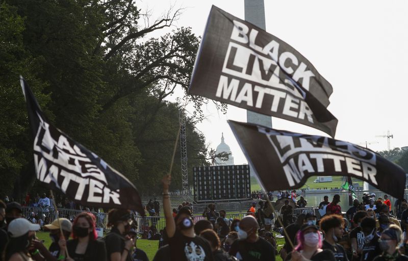 &copy; Reuters. Demonstrators gather for the March on Washington 2020 in support of racial justice in Washington