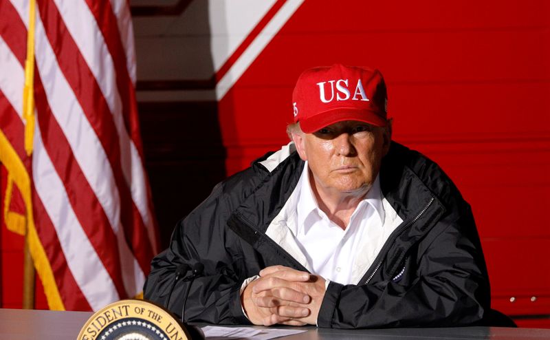 © Reuters. FILE PHOTO:  U.S. President Donald Trump visits areas damaged by Hurricane Laura in Lake Charles, Louisiana and Orange, Texas